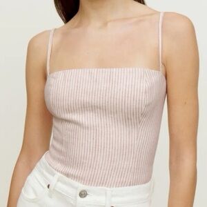 REFORMATION Linen Stripped Tank Top